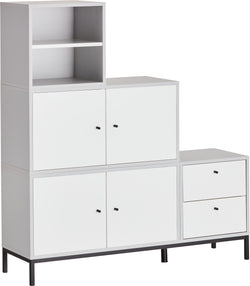 FINJA Regal - Grau / Weiss / B: 120.0 cm x T: 36.0 cm x H: 132.5 cm