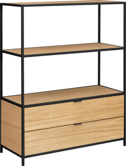 SEVEN Highboard - Eiche furniert / B: 93.2 cm x T: 39.0 cm x H: 116.0 cm