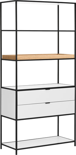 SEVEN Regal - Weiss / Eiche / B: 93.2 cm x T: 39.0 cm x H: 189.0 cm