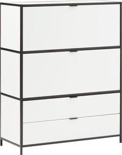 SEVEN Highboard - Weiss / B: 93.2 cm x T: 39.0 cm x H: 116.0 cm