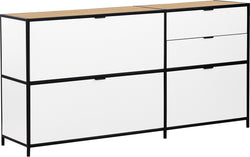 Buffet SEVEN - Blanc / Chêne / L: 154.8 cm x P: 39.0 cm x H: 80.0 cm