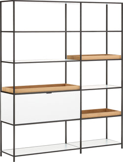 Scaffale SEVEN - Bianco / Rovere / L: 154,8 cm x P: 39,0 cm x A: 189,0 cm