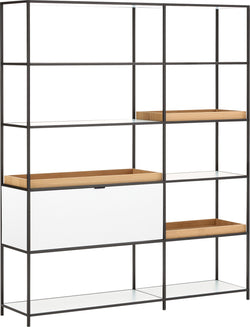 SEVEN Etagère - Blanc / Chêne / L: 154.8 cm x P: 39.0 cm x H: 189.0 cm