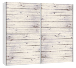 CORELLE Schwebetürenschrank - Akazie lasiert weiss / B: 252.0 cm x T: 67.0 cm x H: 220.0 cm