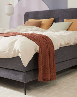 Lit à sommier tapissier bico GOODNIGHT - Gris pierre / L : 180,0 cm x P : 200,0 cm