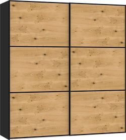MODUL Schwebetürenschrank - Eiche / B: 203.0 cm x T: 65.0 cm x H: 220.0 cm