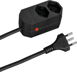 Multipresa COMPACT 2xT13 1,5 m - nero / 2 prese tipo 13, 1,5 m