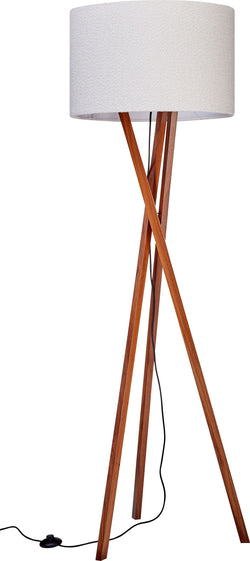 NOVA Stehleuchte Nussbaum Boucle - Braun, Weiss / L: 50.0 cm x P: 50.0 cm x H: 160.0 cm