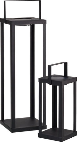 Lot de 2 lampes solaires LED TIAN - Noir / 1 x L : 13,0 cm x P : 13,0 cm x H : 29,0 cm, 1 x L : 18,0 cm x P : 18,0 cm x H : 55,0 cm