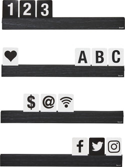 LETTERSHELF Buchstabenregal schwarz - Schwarz / B: 2.5 cm x T: 25.0 cm x H: 1.0 cm