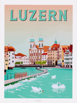 Affiche La Jonx LUCERNE - L : 30,0 cm x P : 0,1 cm x H : 40,0 cm / Multicolore