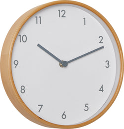 Horloge murale FUTURA - L : 25,5 cm x P : 25,5 cm x H : 4,5 cm / Marron clair / Blanc
