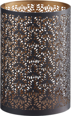 Photophore CATHRIN - Or, noir / L : 14,0 cm x P : 14,0 cm x H : 20,0 cm