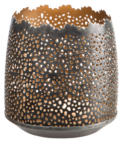 BENI Windlicht - Bronze, Gold, Grau / Silber / B: 11.0 cm x T: 11.0 cm x H: 11.0 cm