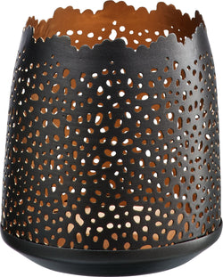 BENI Windlicht - Bronze, Gold, Grau / Silber / B: 8.0 cm x T: 8.0 cm x H: 9.0 cm