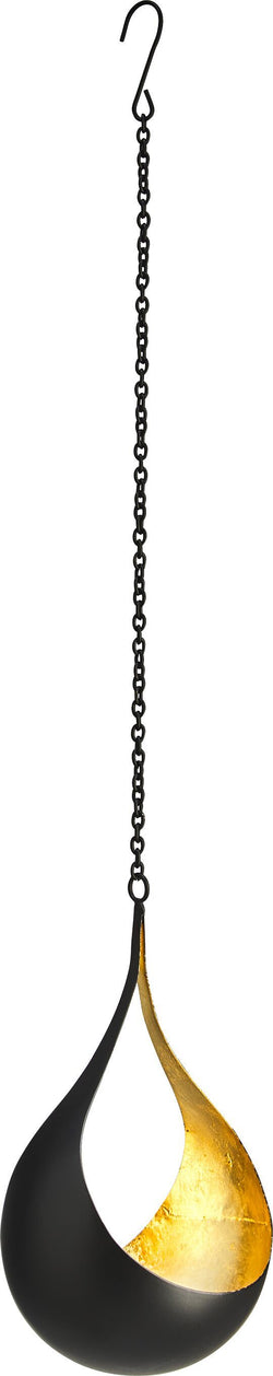 TESSA Hänge-Windlicht - Gold, Schwarz / B: 11.0 cm x T: 11.0 cm x H: 19.0 cm