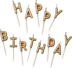 HAPPY BIRTHDAY Kerzen gold - Gold / B: 20.0 mm x T: 28.0 mm x H: 6.0 mm