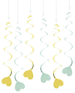 HEART Girlande mint, gold L70 cm 6 Stk. - Gold, Mint