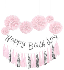 JACKY Party Set rosa, silber 8 tlg. - Rosa, Silber