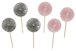 ABBY stuzzichini a ventagli rosa,argento - Rosa, Argento / P: 13.0 cm