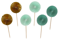 JULIE Fächer Picker mint, gold 6 Stk. - Gold, Mint / T: 13.0 cm