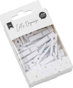LET'S ORGANIZE Clip di legno - Bianco / L: 10.0 mm x P: 7.0 mm x A: 35.0 mm