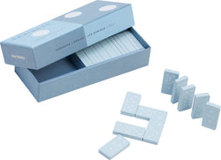 DOMINO Spiel 21.5x8.5x4.2 cm - Hellblau / B: 21.5 cm x T: 4.2 cm x H: 8.5 cm