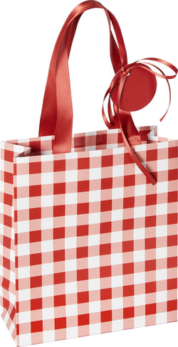 VICHY Geschenktasche - Rot, Weiss / B: 18.0 cm x T: 2.0 cm x H: 21.0 cm