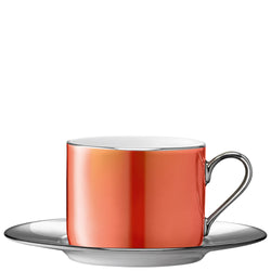 LSA PALAZZO Tasse à thé & soucoupe - orange foncé / Hauteur : 7,4 cm