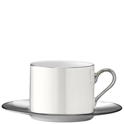 LSA PALAZZO Teetasse & Unterteller - Weiss / H: 7.4 cm