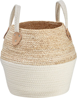 Panier JADE - Naturel, Blanc / L : 22,0 cm x P : 22,0 cm x H : 30,0 cm
