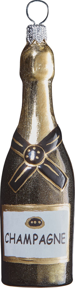CHAMPAGNER Glasfigur - Gold, Schwarz / H: 8.0 cm
