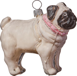 MOPS Glasfigur - Weiss / H: 6.0 cm