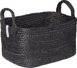 OLIVA Jutekorb schwarz m.Henkel 30x22x17 - Schwarz / B: 22.0 cm x T: 30.0 cm x H: 17.0 cm