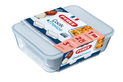 PYREX Set de boîtes de conservation - Transparent / Hauteur : 8,0 cm