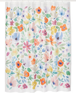 FLORES Rideau de douche - Blanc / L: 180.0 cm x H: 200.0 cm