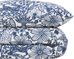 ANDRIN Housse de couette en percale - Bleu / Taie d''oreiller - 50 x 70 cm