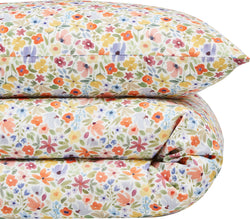 FLORES Taie d'oreiller en satin - Multicolore / Fourre de duvet - 160 x 210 cm