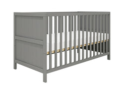 LUNA Babybett Grau 140x70cm gerillt - Grigio / L: 74.6 cm x P: 144.4 cm x A: 83.6 cm