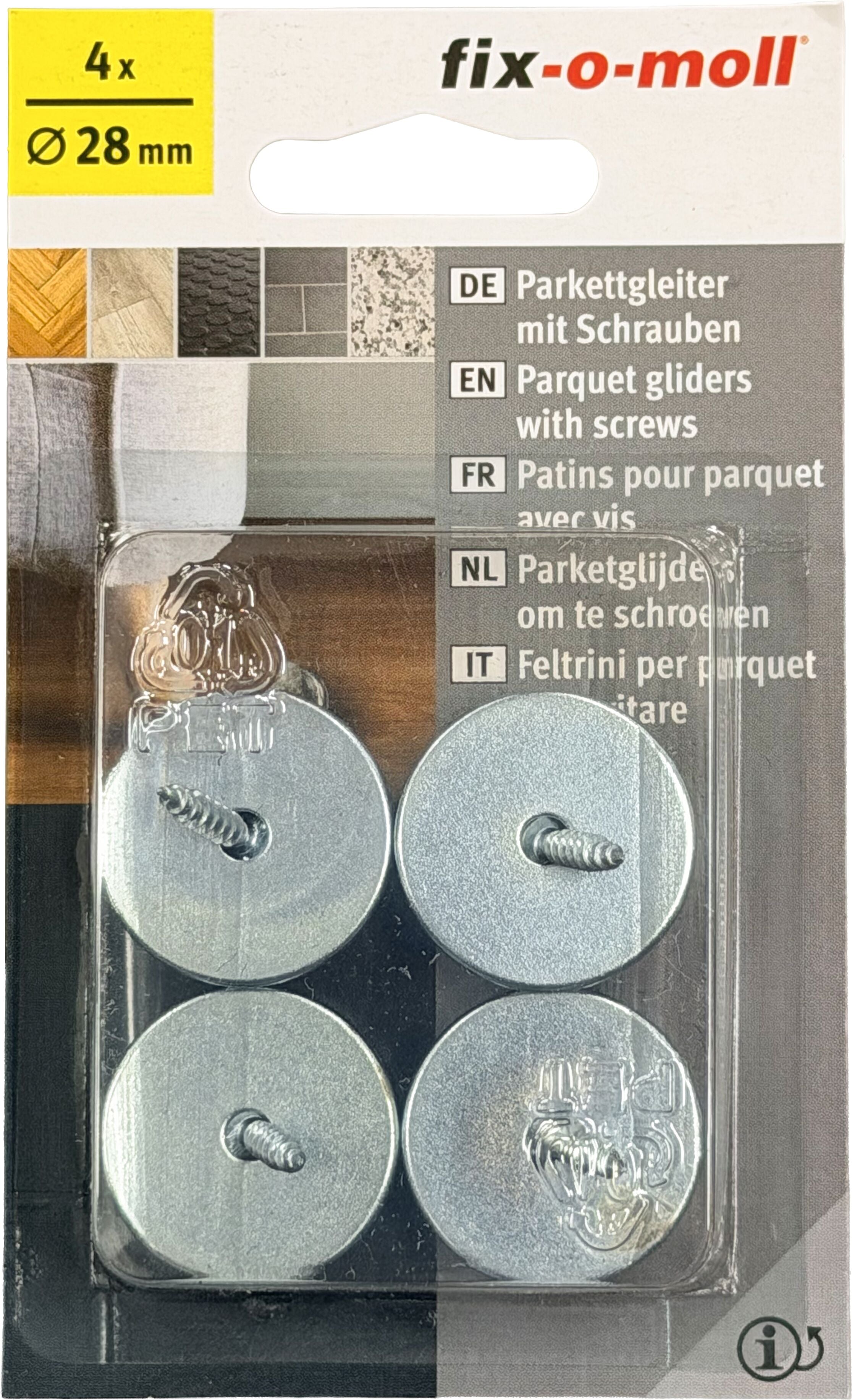 Fix-O-Moll Patins pour parquet avec vis 5 mm / Ø 28 mm 4 x Patins pour parquet