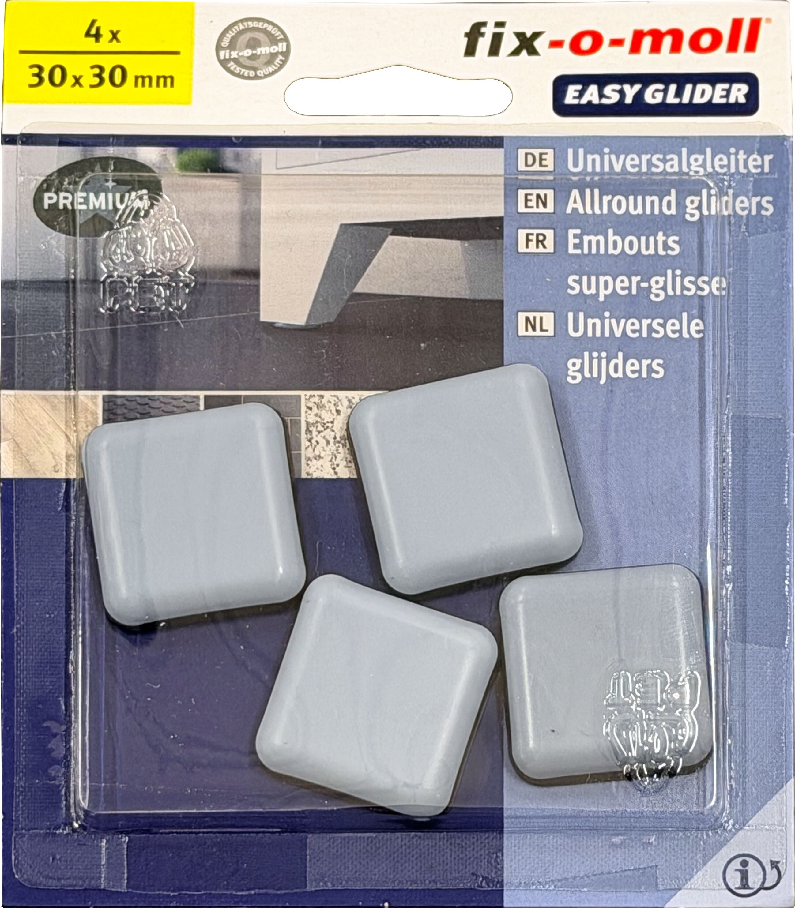 Fix-O-Moll Patins universel 5 mm / 30 x 30 mm 4 x Patins universel