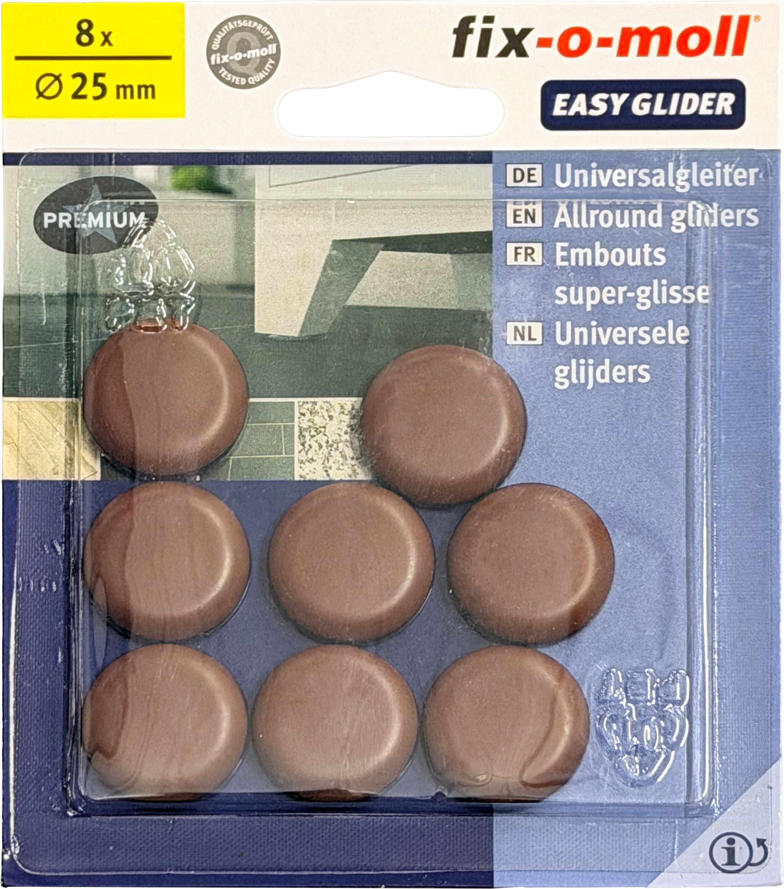 Fix-O-Moll Patins universel 5 mm / Ø 25 mm 8 x Patins universel