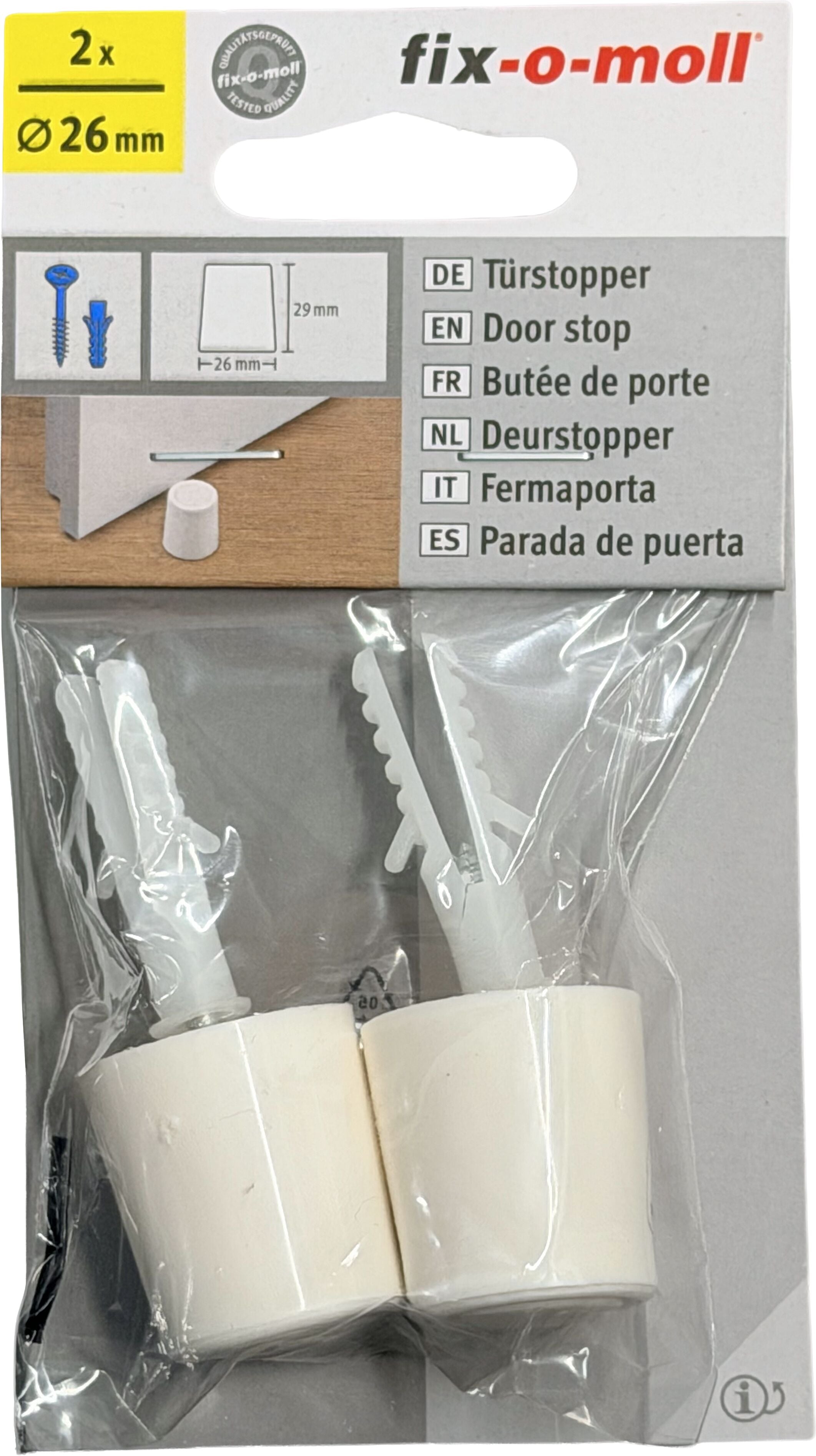 Fix-O-Moll Türstopper mit Schraube und Dübel Ø 26 mm 2 x Türstopper