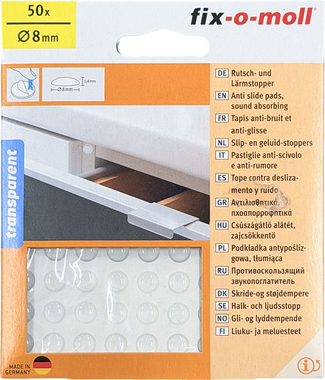 Fix-O-Moll Patins anti-gliss & bruit Ø 8 mm 50 x Patins anti-gliss & bruit