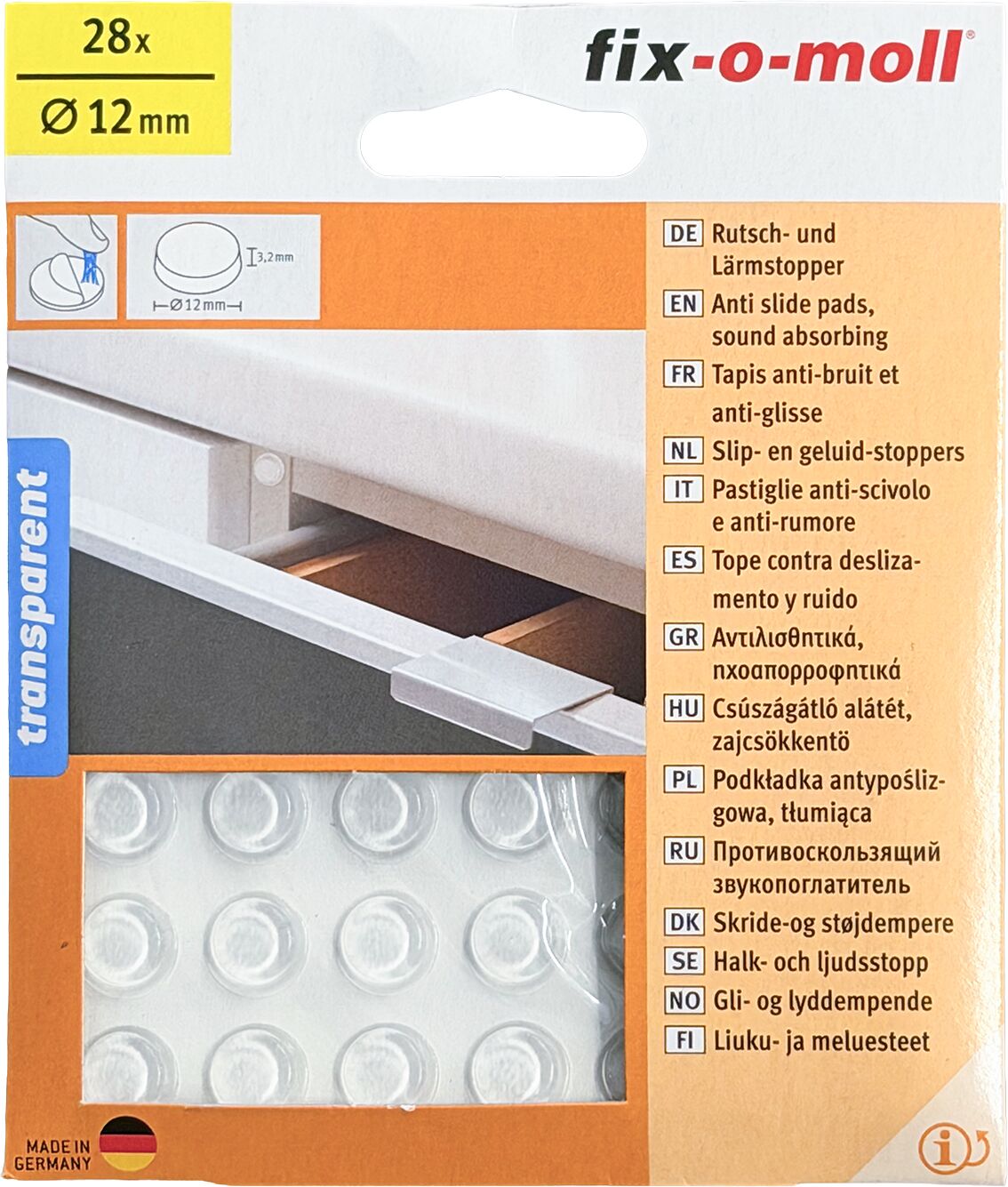 Fix-O-Moll Rutsch- und Lärmstopper 3.2 mm / Ø 12 mm 28 x Rutsch- und Lärmstopper
