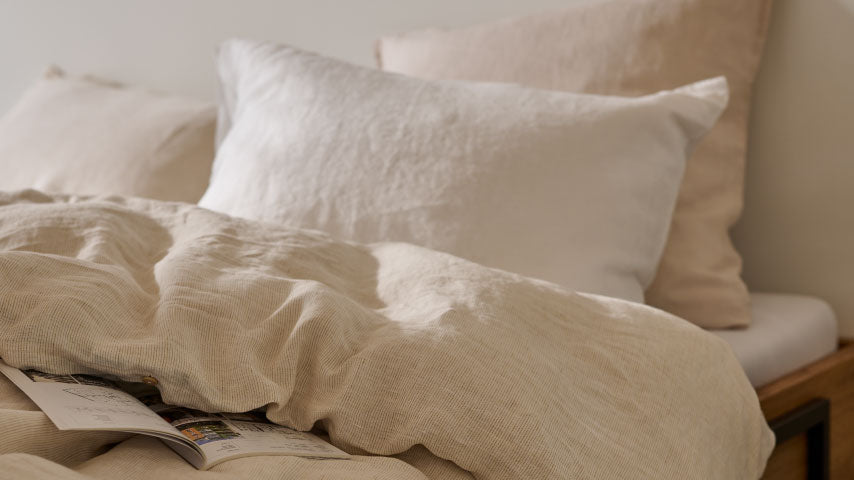 Beige Bettwäsche aus Leinen