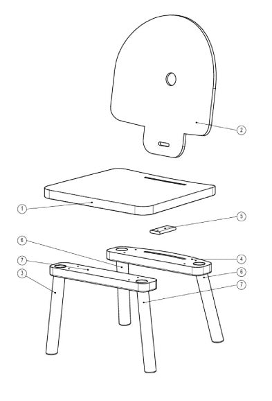 Technische Zeichnung Holzstuhl