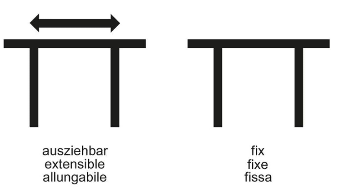 Tischtypen: ausziehbar und fix.